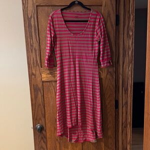 Horny Toad Red and Tan Striped High-Low Dress